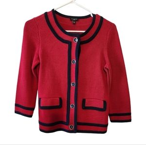 Talbots Red Jacket Knit Cardigan Size Small Petite NWT